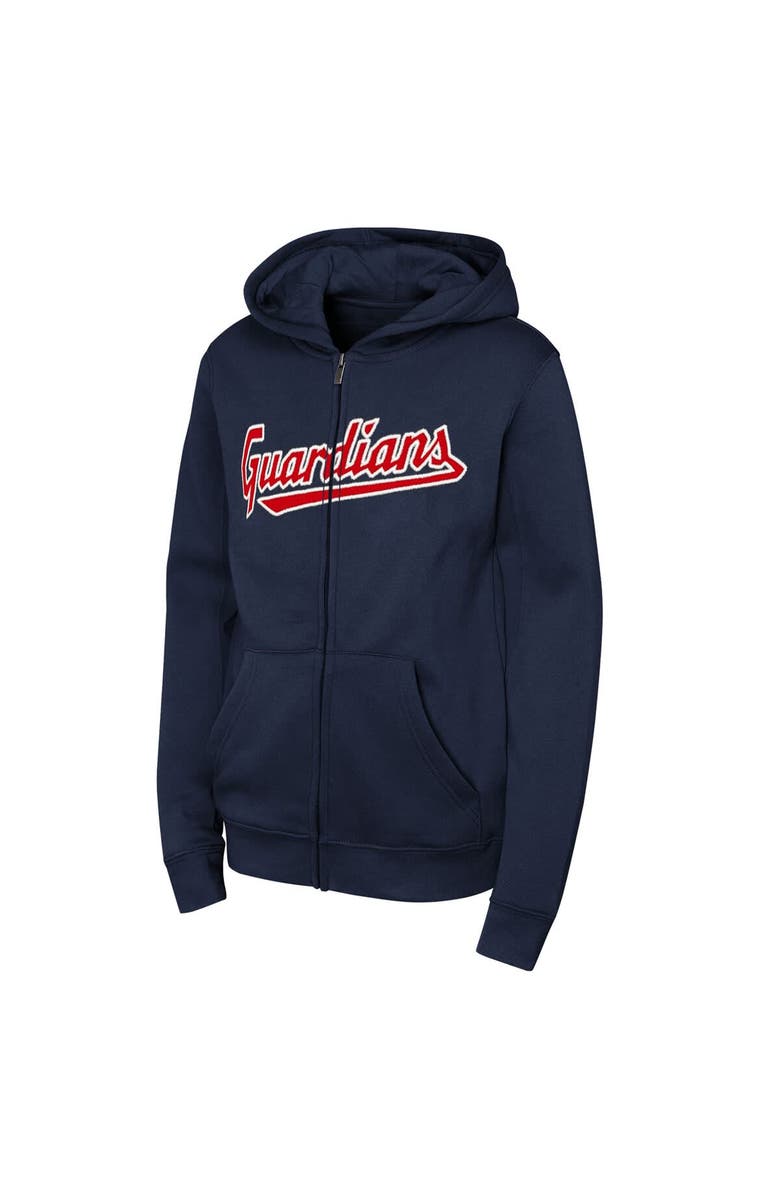 Outerstuff Youth Navy Cleveland Guardians Wordmark Fleece Full-Zip Hoodie, Alternate, color, Navy