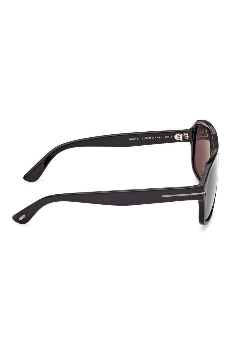 William 0-2 63mm Oversize Navigator Sunglasses, Alternate, color, SHINY BLACK NOIR / SMOKE