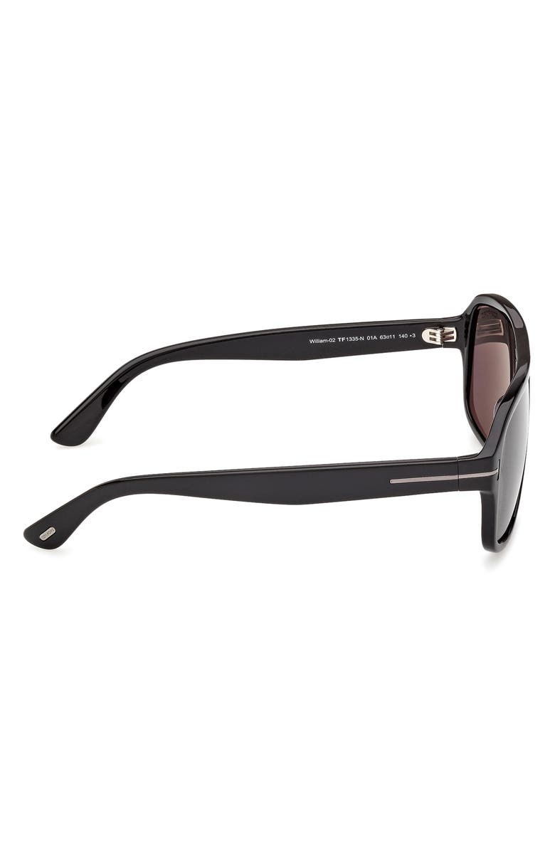 TOM FORD William 0-2 63mm Oversize Navigator Sunglasses, Alternate, color, Shiny Black Noir / Smoke