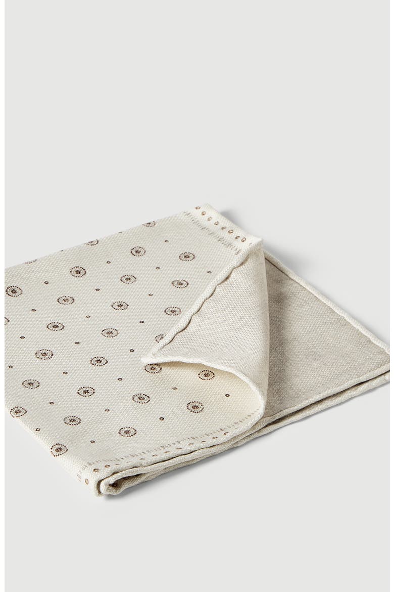 Silk pocket square with geometric design, Alternate, color, Butter