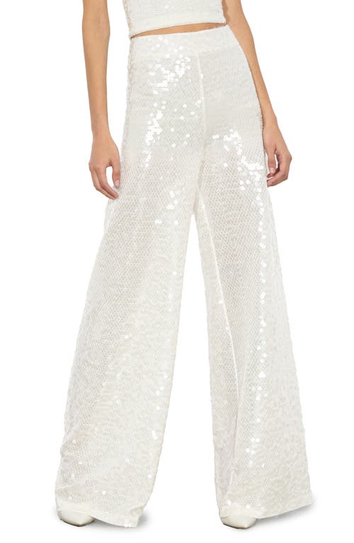 ALICE AND OLIVIA ALICE + OLIVIA ATHENA SEQUIN FLARE WIDE LEG PANTS