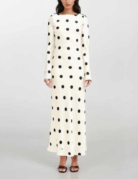 Clara Polka-Dot Long Sleeve Gown