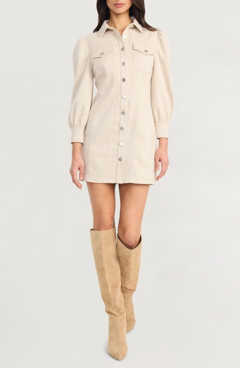Long Sleeve Faux Suede Minidress
