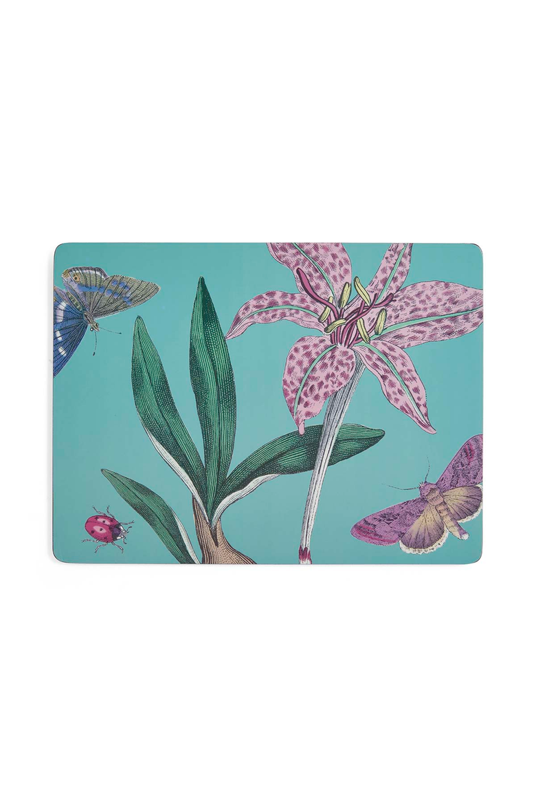Botanic Garden Flora & Fauna Set of 4 Cork Back Placemats, Alternate, color, Multi