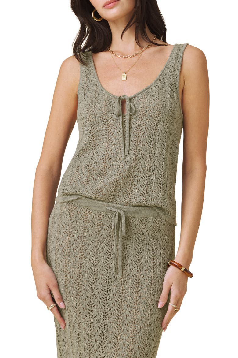 Eleni Pointelle Sweater Tank, Main, color, EUCALYPTUS GREEN