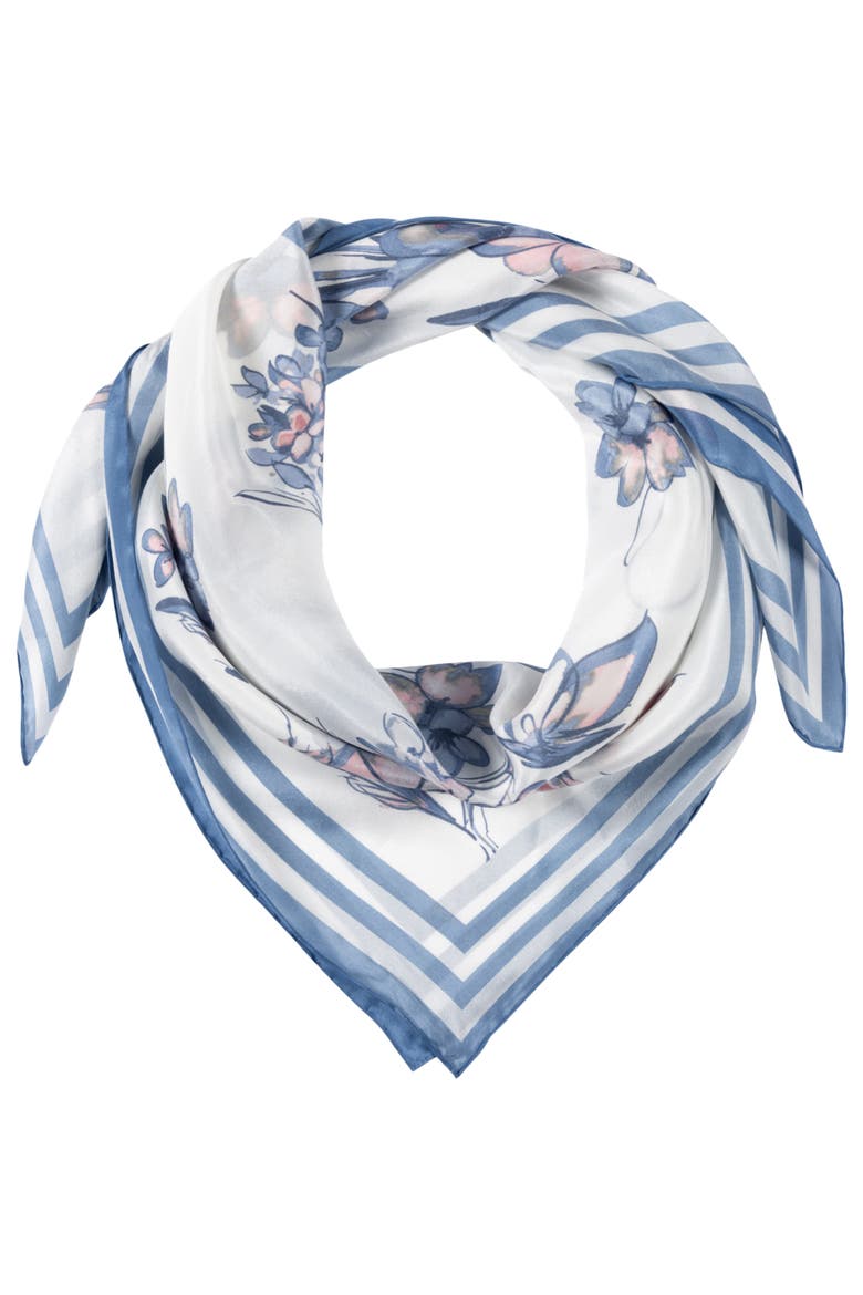 Floral Silk Square Scarf, Main, color, CREAM