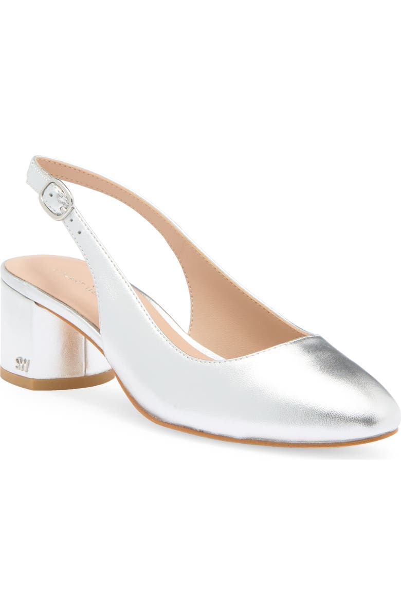 Stuart Weitzman Bridget Slingback Pump, Main, color, Silver