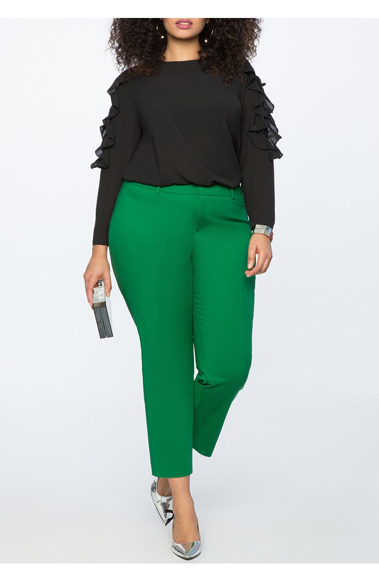 ELOQUII Kady Fit Double-Weave Pant, Alternate, color, Verdant Green