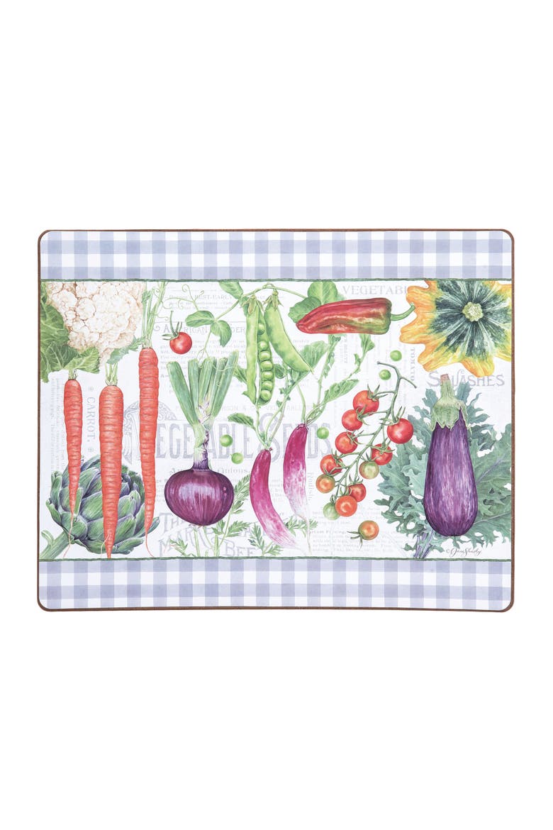Vegetable Garden Placemats Set of 6 Hardboard Easy To Wipe Clean, 13" x 16", Main, color, Purple