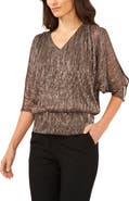 Chaus Metallic V-Neck Blouse