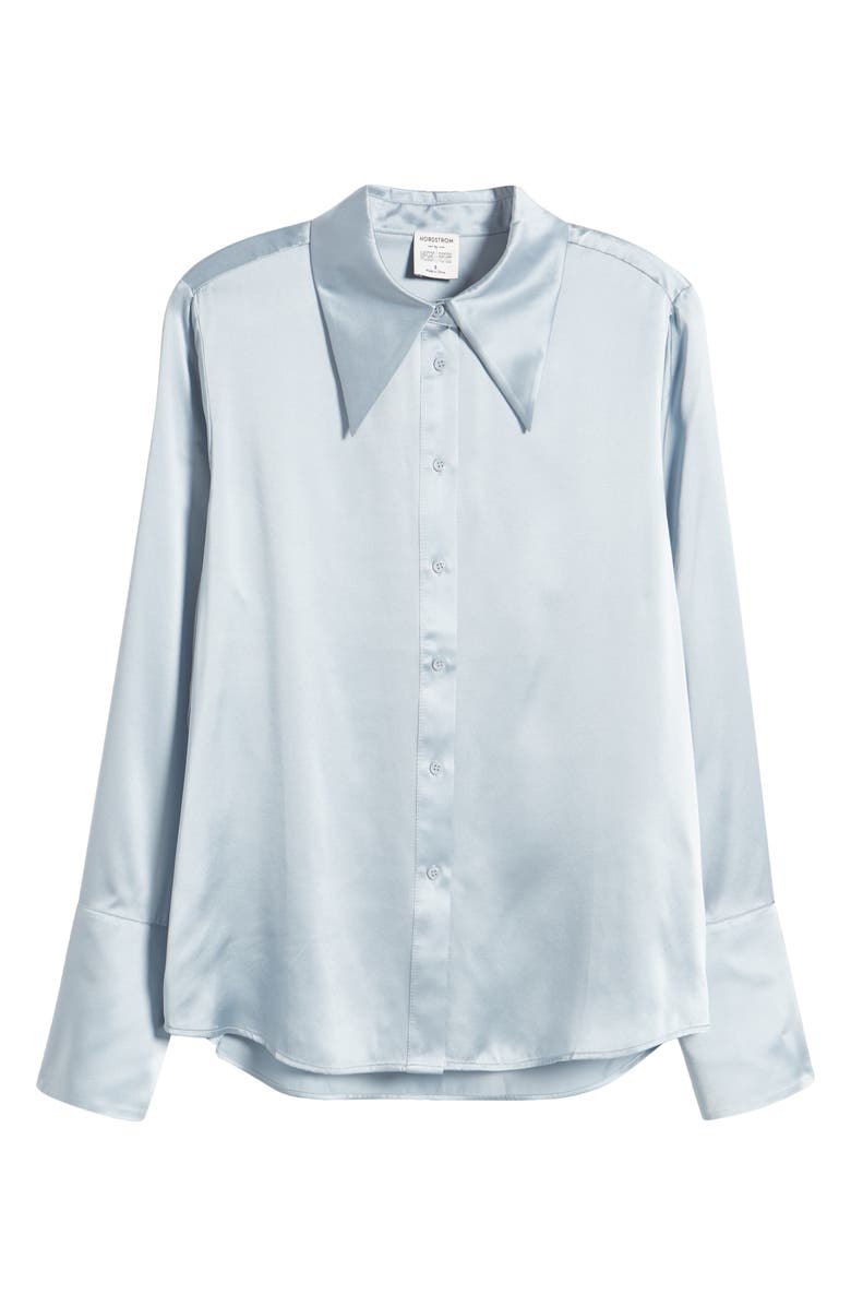 Nordstrom x Harlem's Fashion Row Megan Renee Silk Button-Up Shirt, Alternate, color, Blue Fog