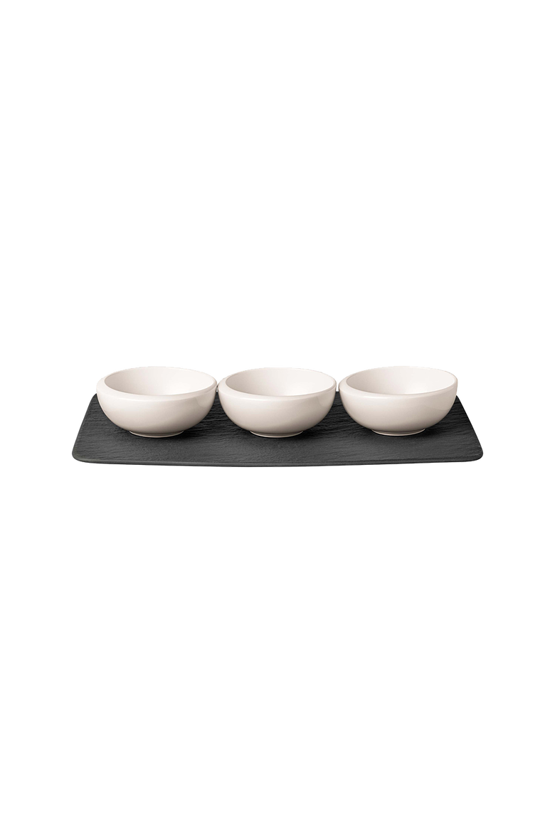 NewMoon Dip Bow & Tray Set  4 pieces, Main, color, white,black