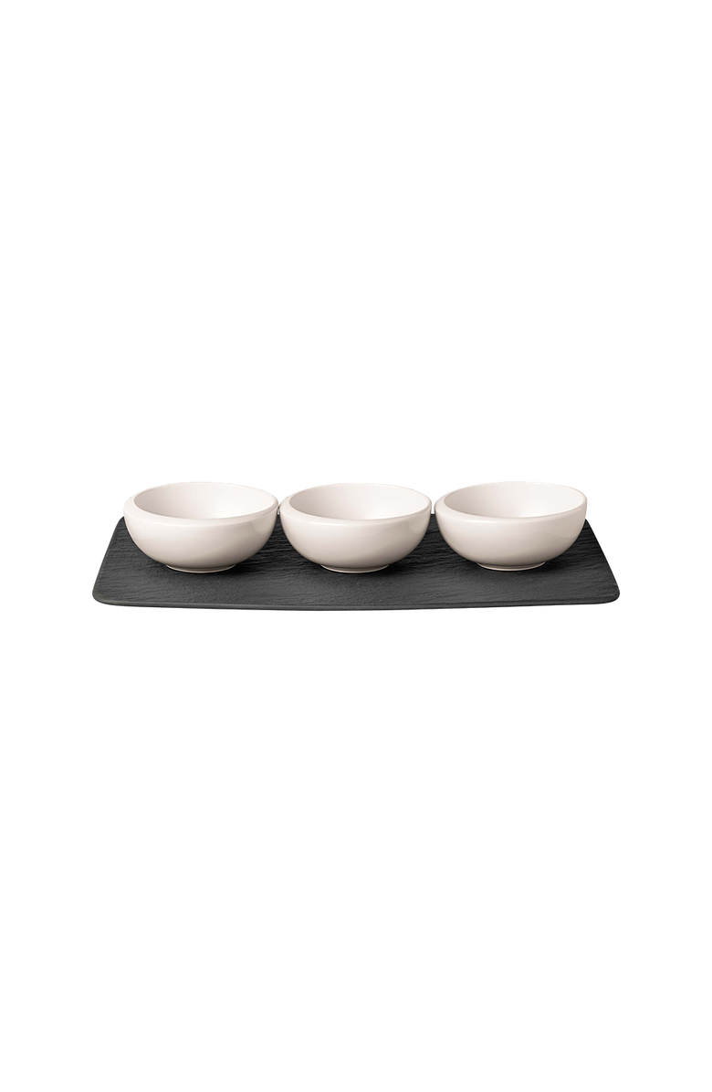 Villeroy & Boch NewMoon Dip Bow & Tray Set  4 pieces, Main, color, White,Black