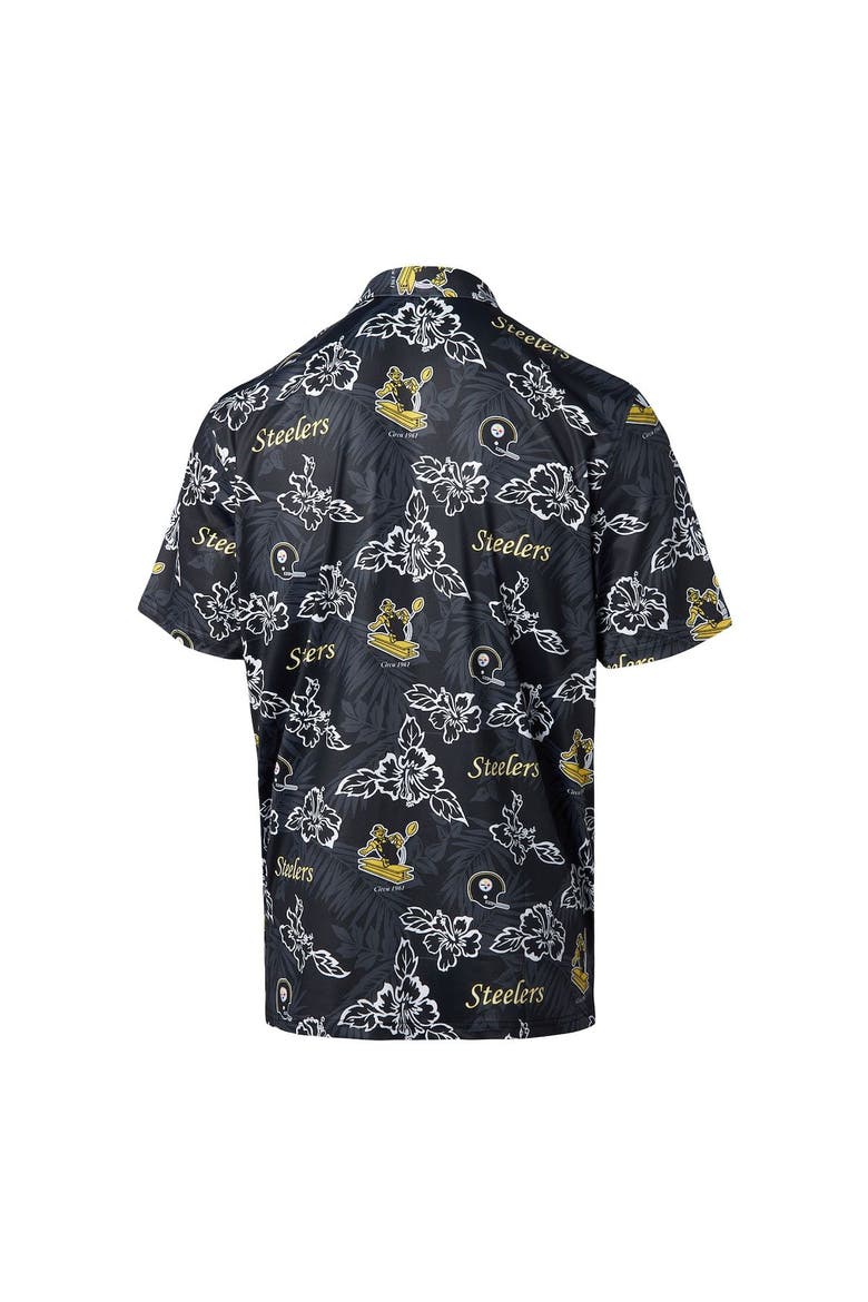 Men's Reyn Spooner Black Pittsburgh Steelers Throwback Pua Performance Polo, Alternate, color, Black