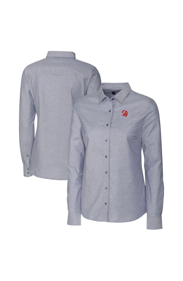 Cutter & Buck Women's Cutter & Buck Charcoal Tampa Bay Buccaneers Throwback Logo Oxford Stretch Long Sleeve Button-Up Shirt, Alternate, color,