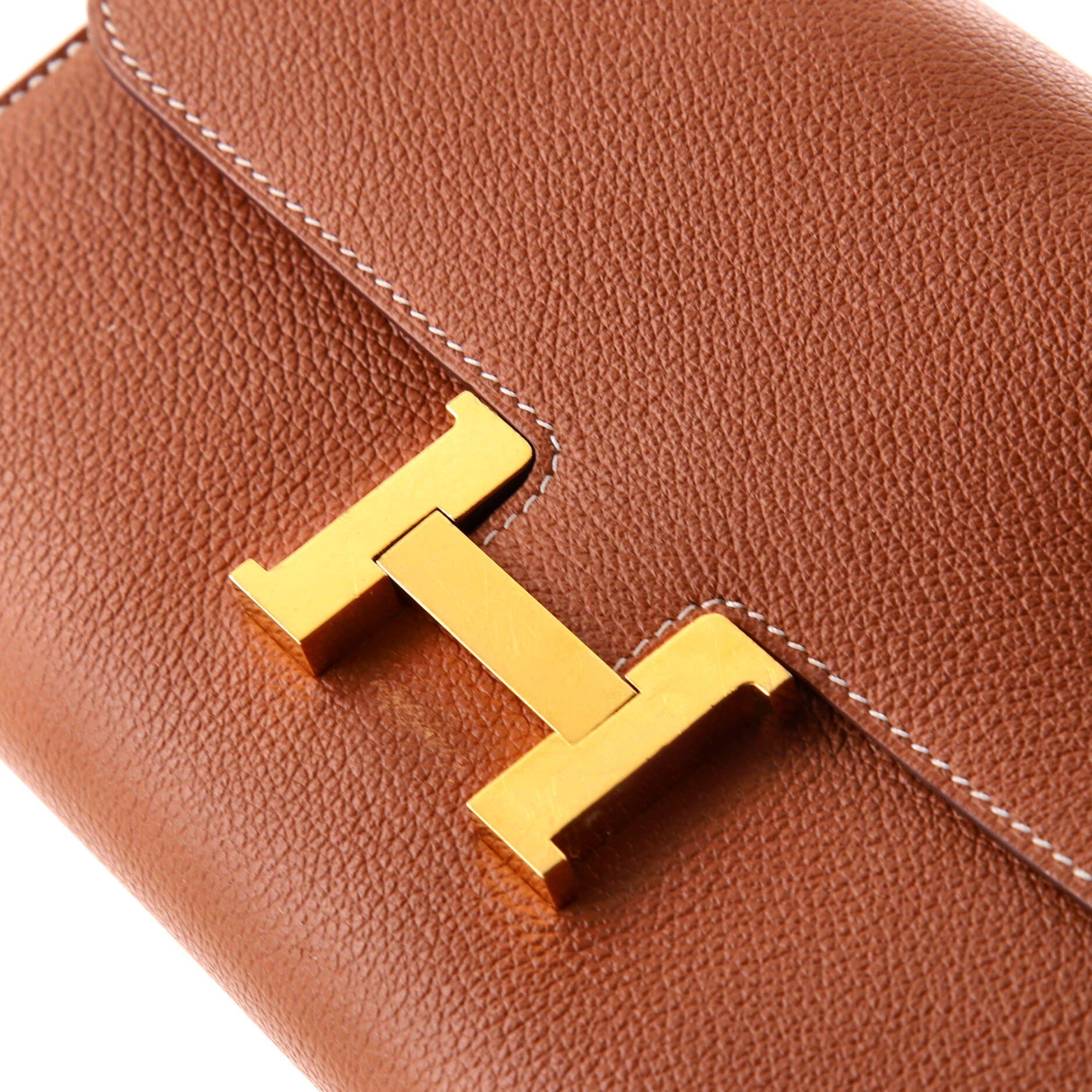 Pre-Owned Hermes Constance To Go Wallet Evercolor, Alternate, color, Gold