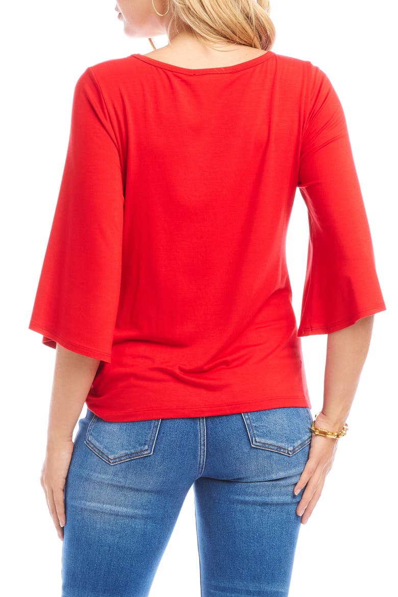 Flare Sleeve Twist Hem Jersey Top, Alternate, color, FIR