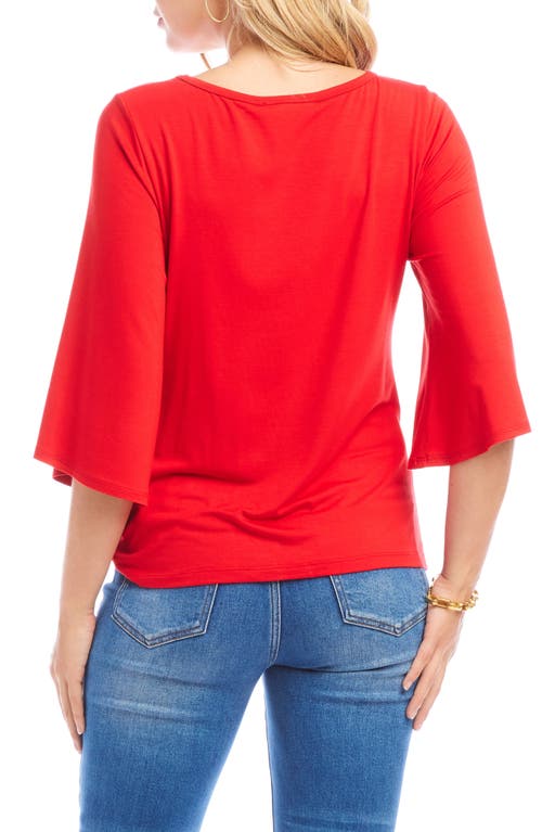Karen Kane Flare Sleeve Twist Hem Jersey Top In Green