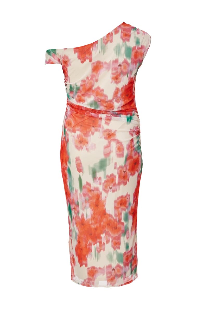 QUIZ Plus Size One Shoulder Mesh Maxi Dress, Alternate, color, Multi