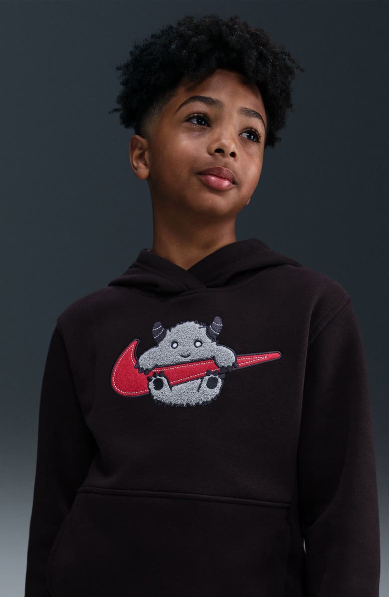 Nike Kids' Club Fleece Hoodie, Alternate, color, Burgundy/ Ash