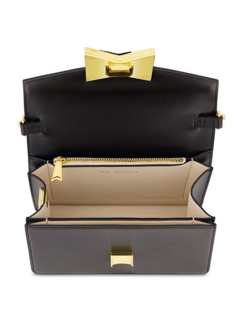 Mac Duggal Classic Leather Gold Plated Hardware Shoulder Bag In Black