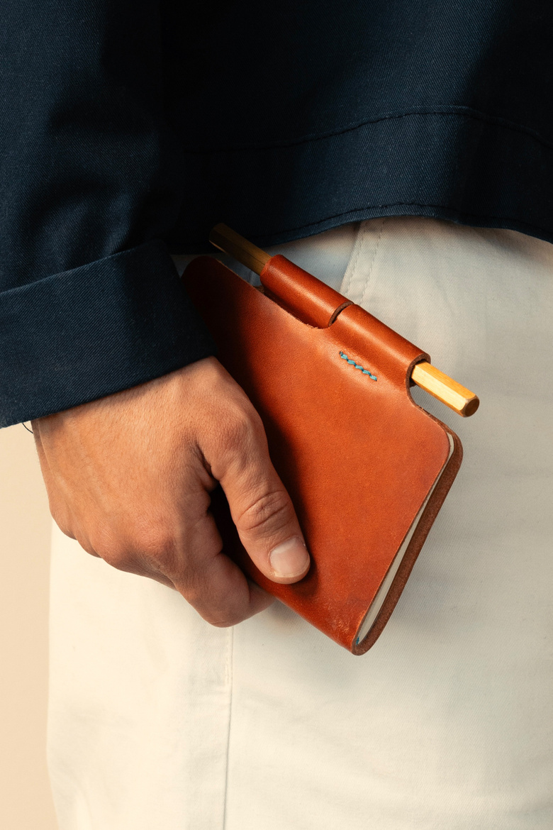 The Companion Butterfly Close Pocket Leather Journal, Alternate, color, English Tan