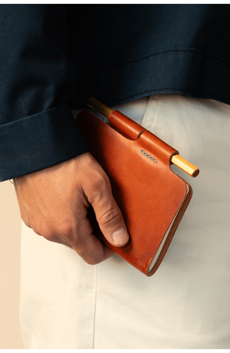 Bluebonnet The Companion Butterfly Close Pocket Leather Journal, Alternate, color, English Tan