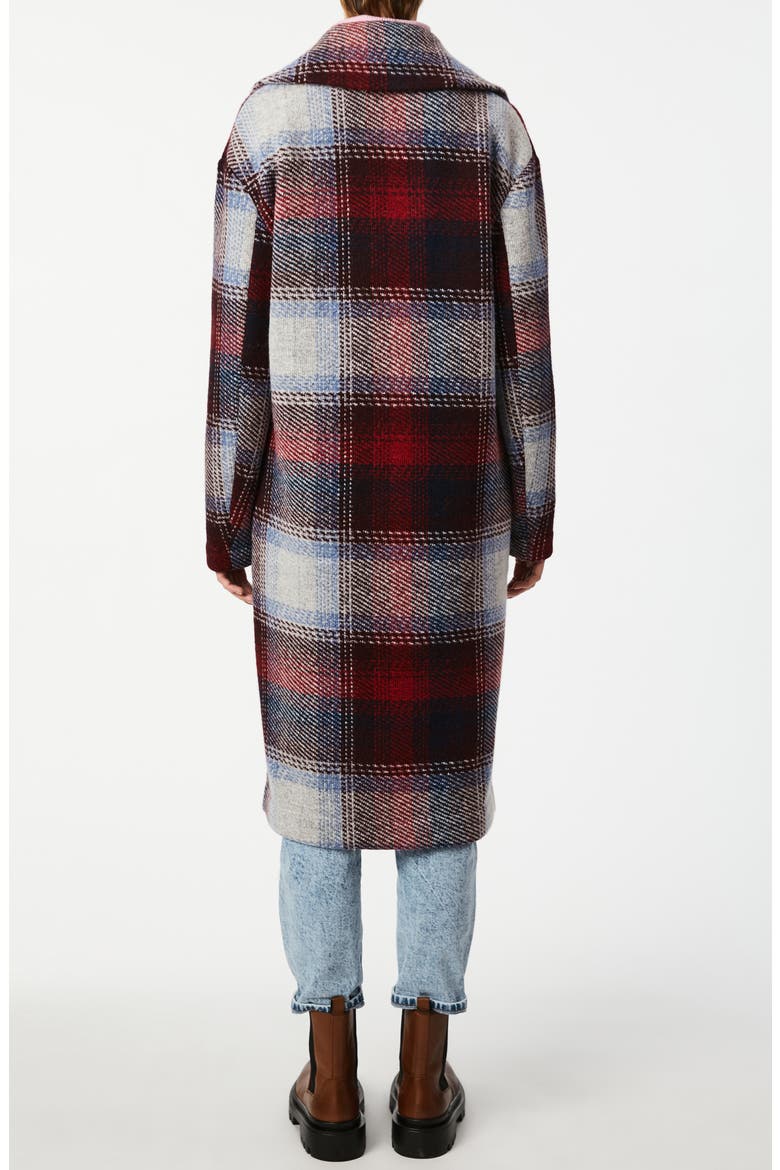 Plaid Oversize Coat, Alternate, color, WINE