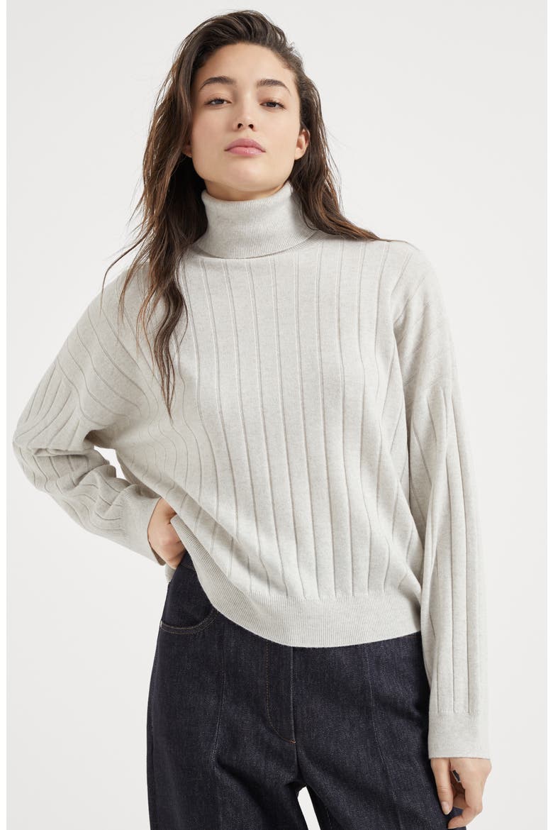 Turtleneck sweater with monili, Alternate, color, Pearl Grey