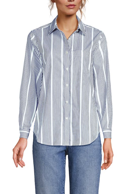 Lands' End Cooling Button Front Shirt In Blue