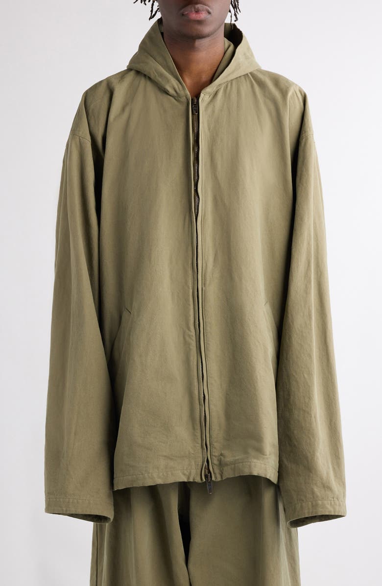 Balenciaga Oversize Cotton Hooded Jacket, Main, color, 3420 Linden
