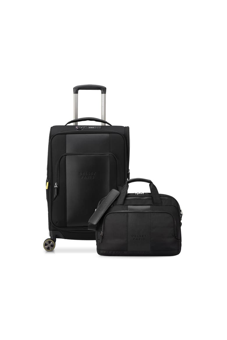 Wagram 2 Piece Set - 20" Carry-On Spinner & Briefcase with Laptop Sleeve, Main, color, Black