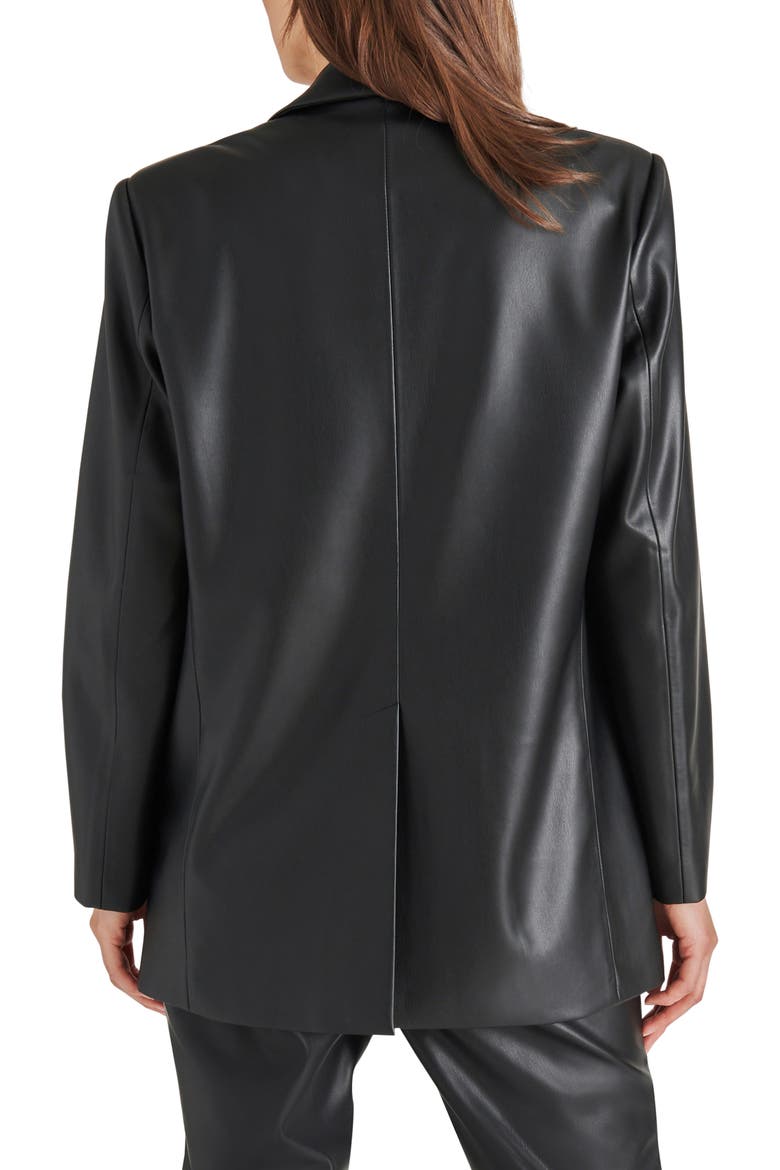 Imaan Faux Leather Blazer, Alternate, color, BLACK