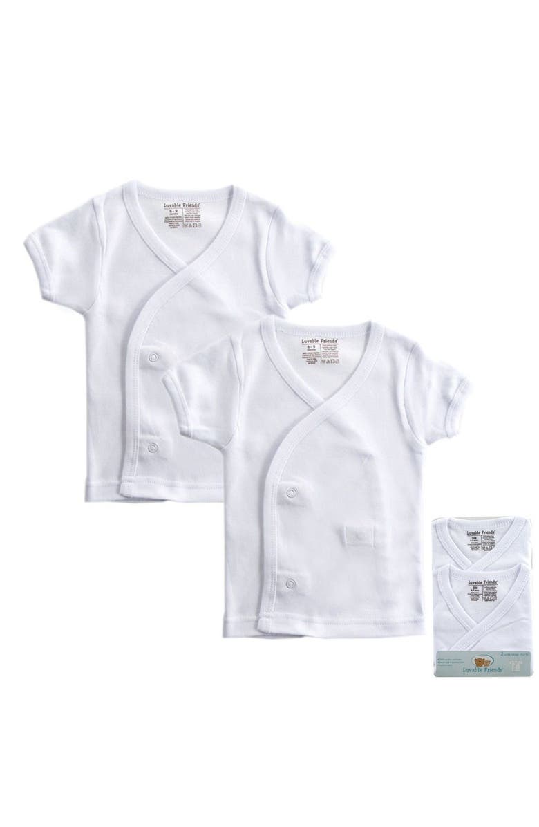 Luvable Friends Side Snap Shirts, Main, color, White Short-Sleeve