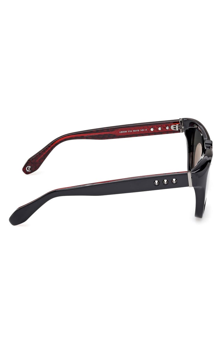 Christian Louboutin Georges 55mm Square Sunglasses, Alternate, color, Black / Gunmetal / Zeiss Smoke