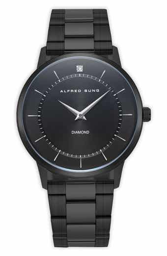 Alfred Sung Diamond Dial Bracelet Watch, 42mm