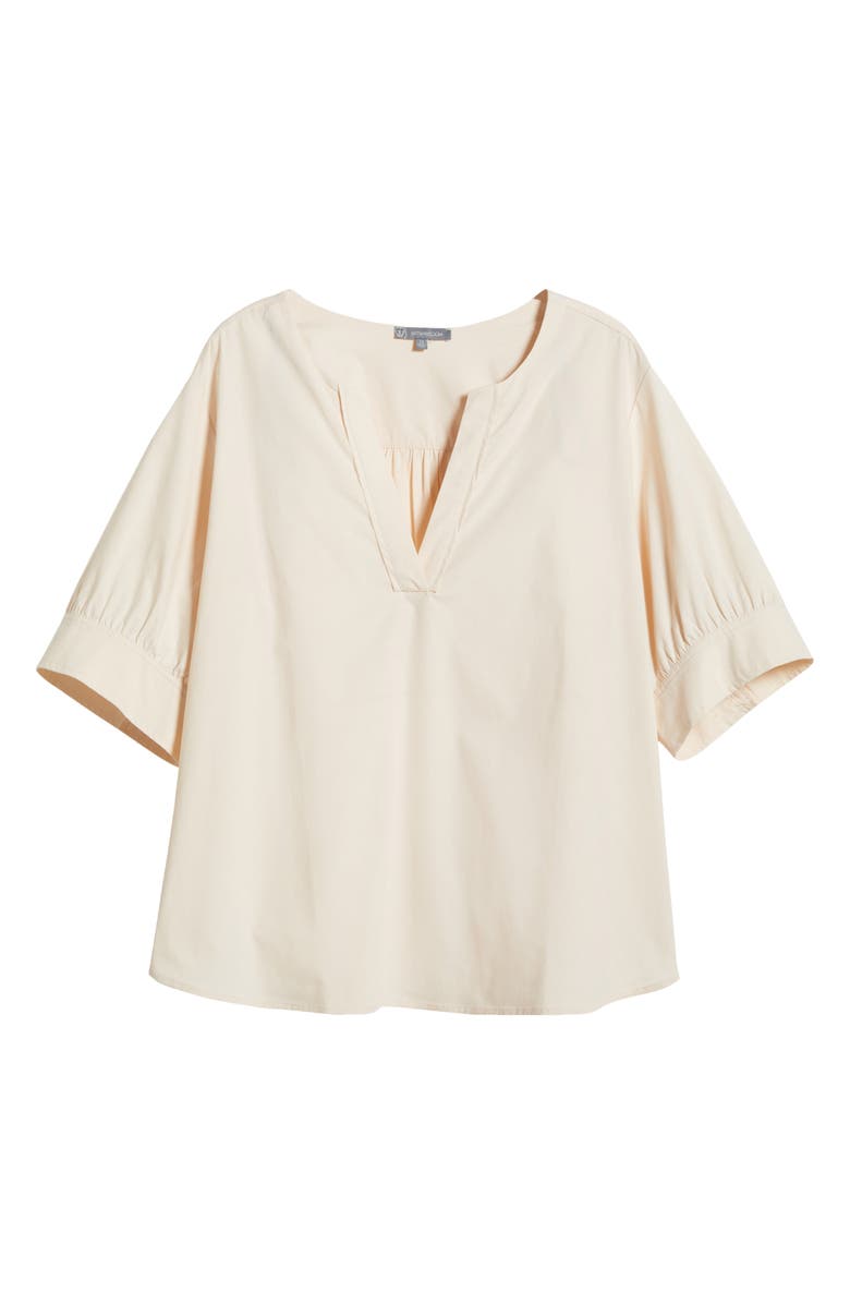 Wit & Wisdom Cuffed Split Neck Top, Alternate, color, Stone