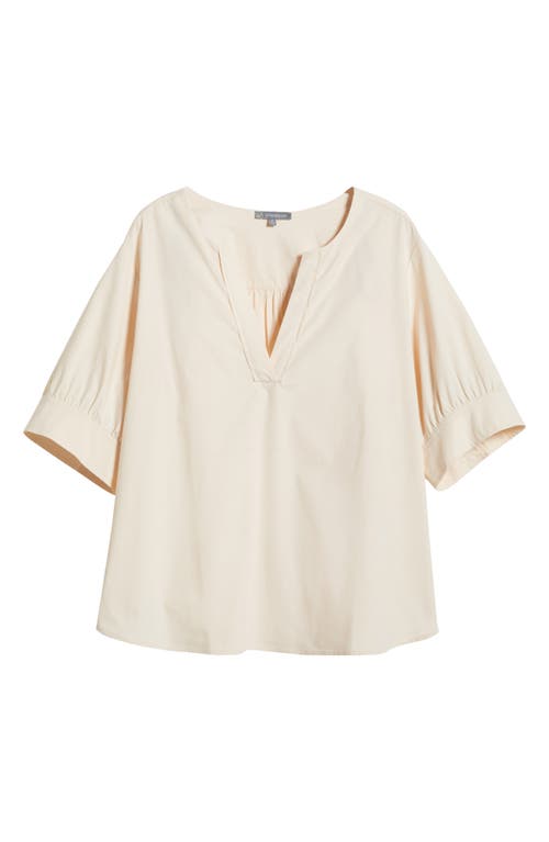 Wit & Wisdom Cuffed Split Neck Top In Stone