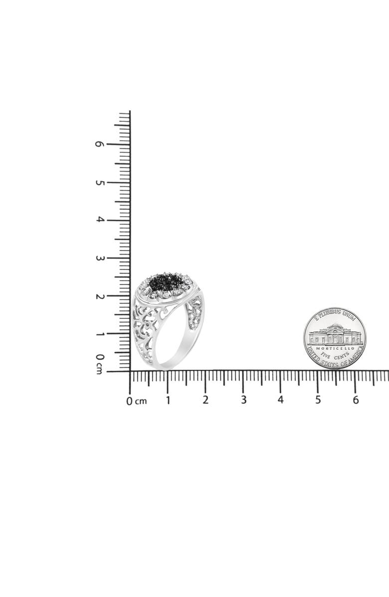 Haus of Brilliance Silver 1/4 Cttw White and Black Diamond Halo Cluster Ring for Men, Alternate, color, Silver