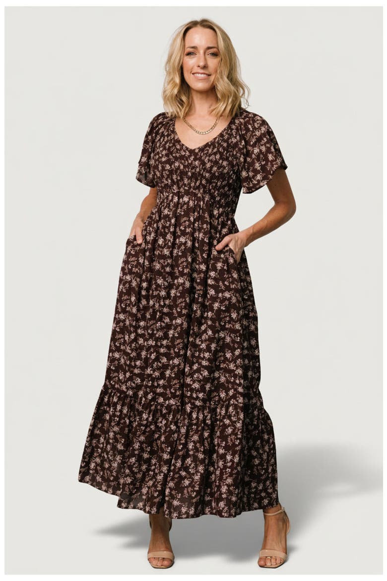 Joanie Smocked Dress, Main, color, Clove Floral