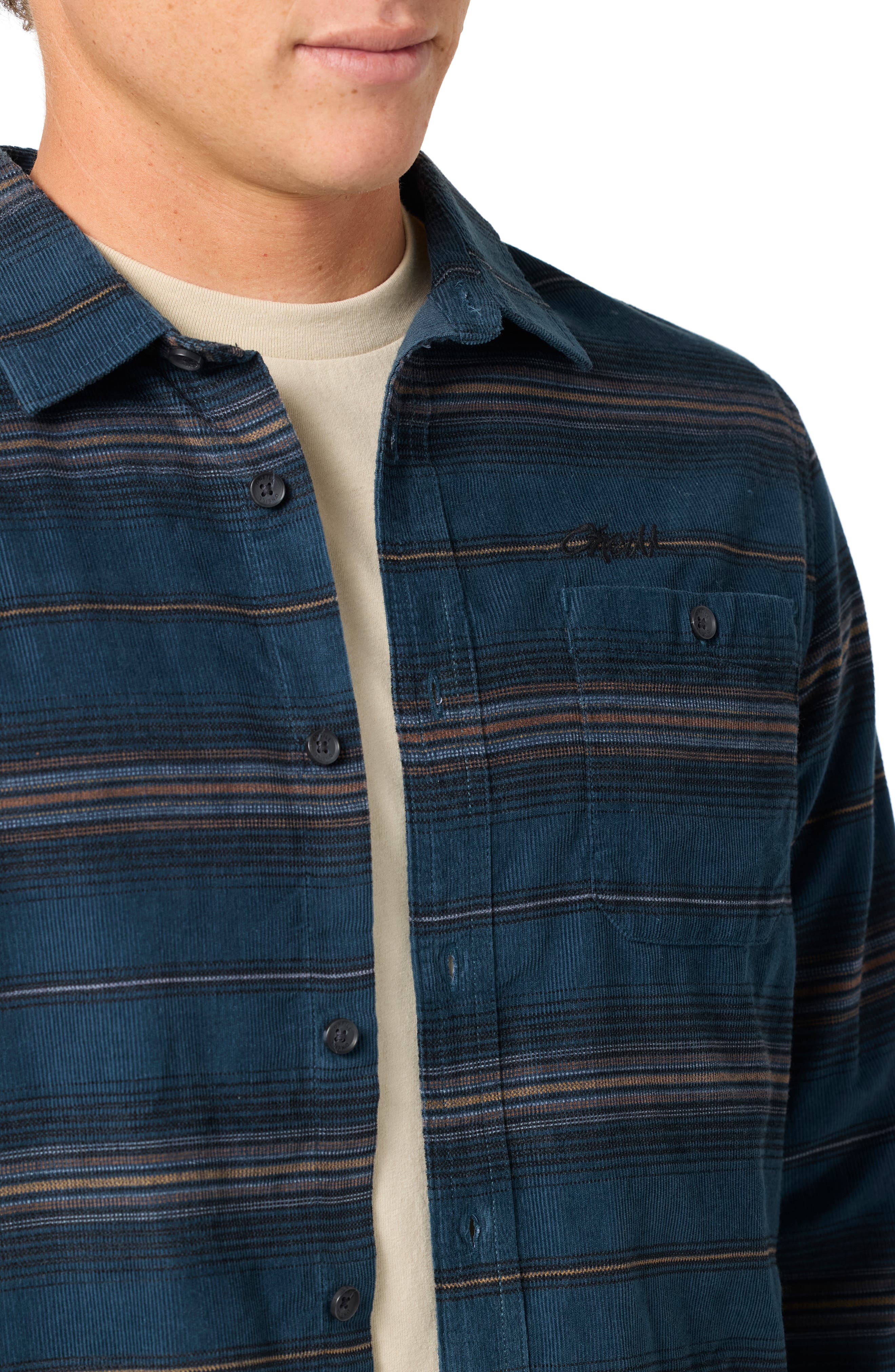 Caruso Stripe Corduroy Button-Up Shirt - image 2