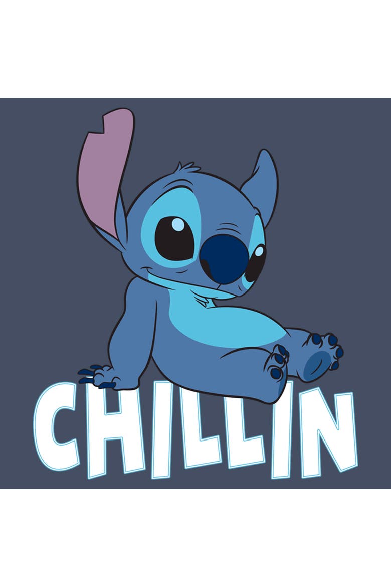 Junior's Lilo & Stitch Alien Chillin  Sweatshirt, Alternate, color, Blue Heather