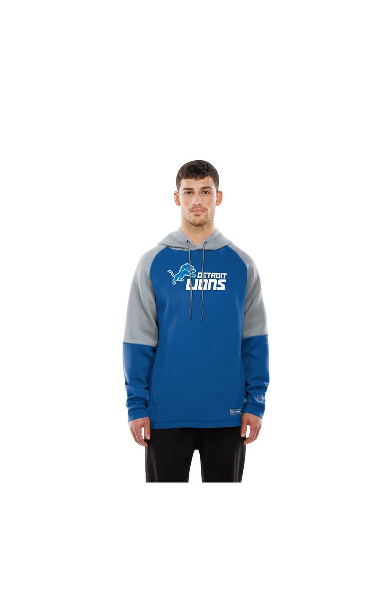 New Era Men's New Era Blue Detroit Lions Combine Authentic Color Block Raglan Pullover Hoodie, Alternate, color, Blue