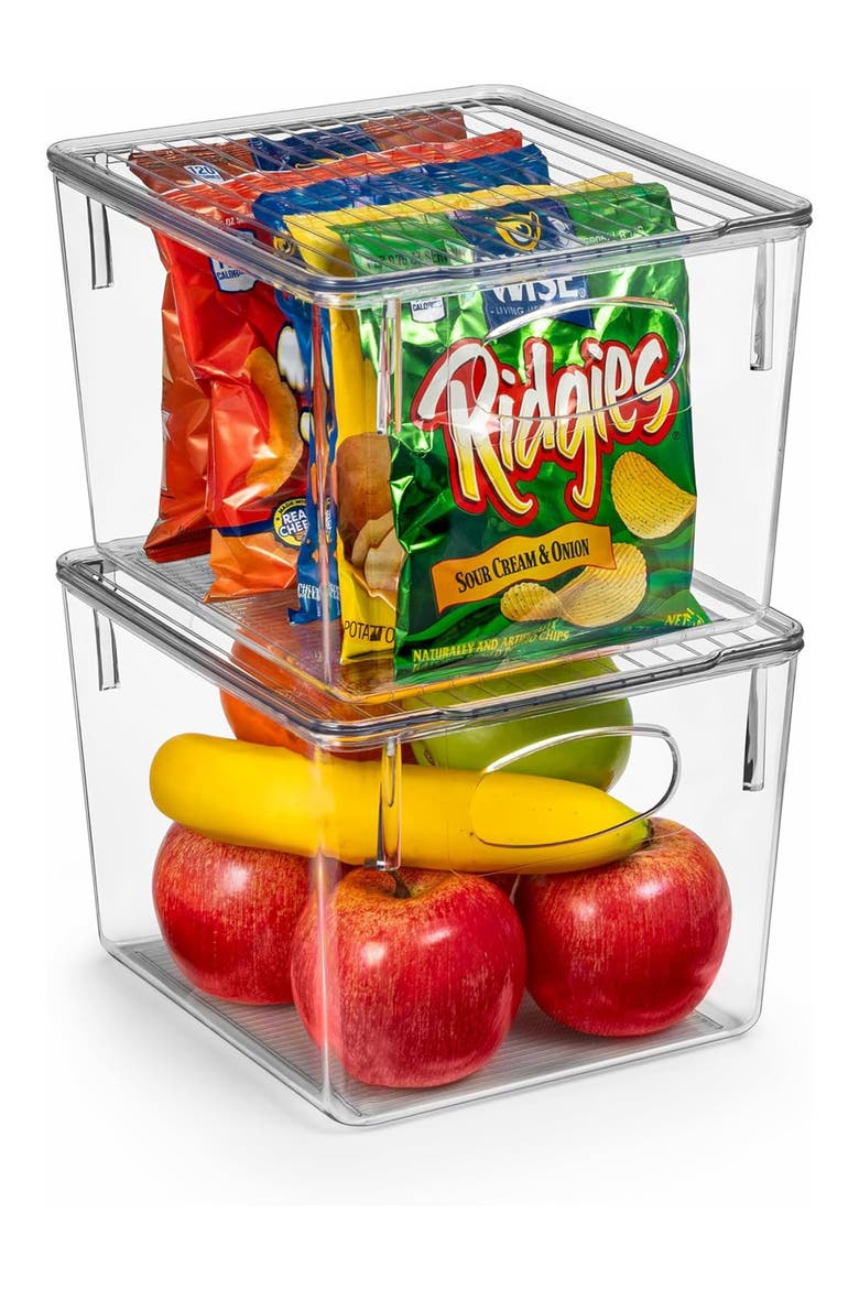 Set of 2 Medium Clear Storage Bins, Main, color, CLEAR