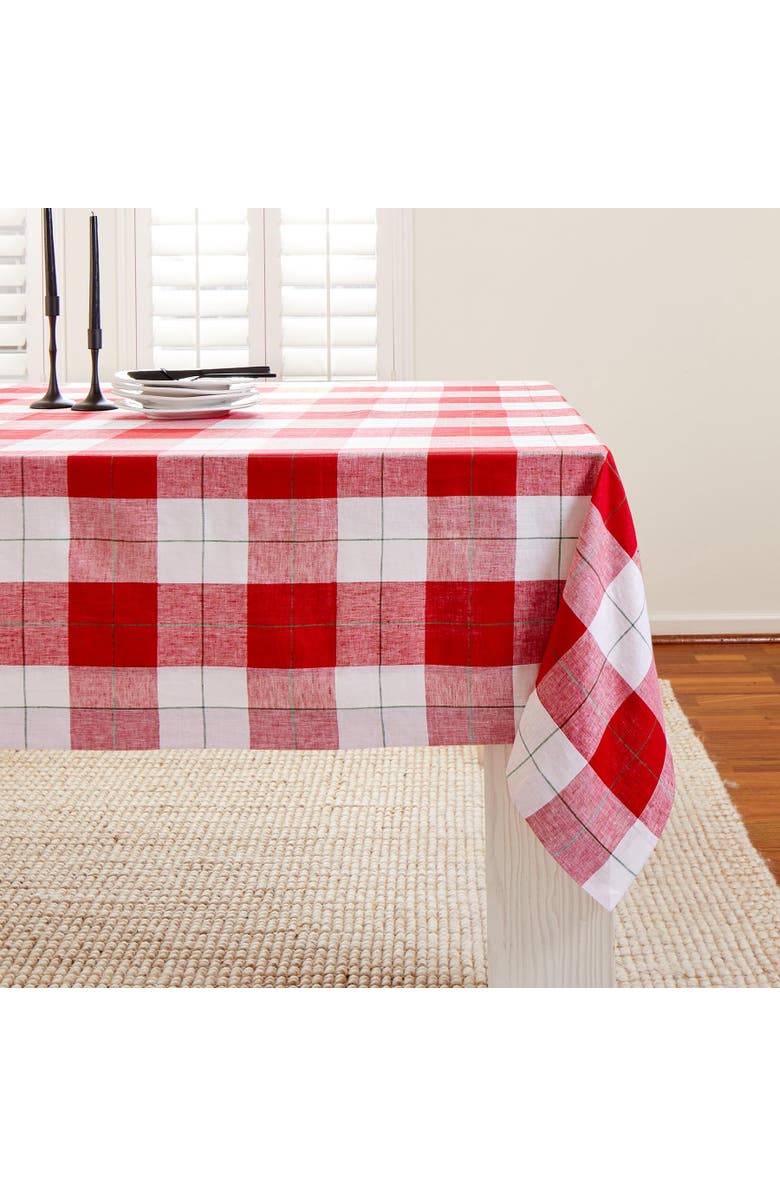 Solino Home Linen Tablecloth - Very Merry Plaid, Main, color, Very Merry