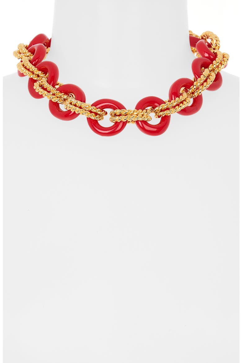 Resin Link Toggle Necklace, Alternate, color, RED