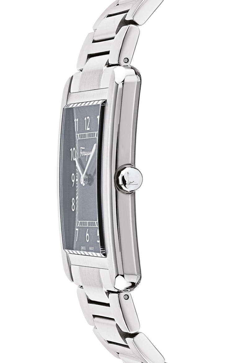 Salvatore Ferragamo Portrait Bracelet Watch, 31mm x 41mm, Alternate, color, SILVER/ BLACK/ SILVER