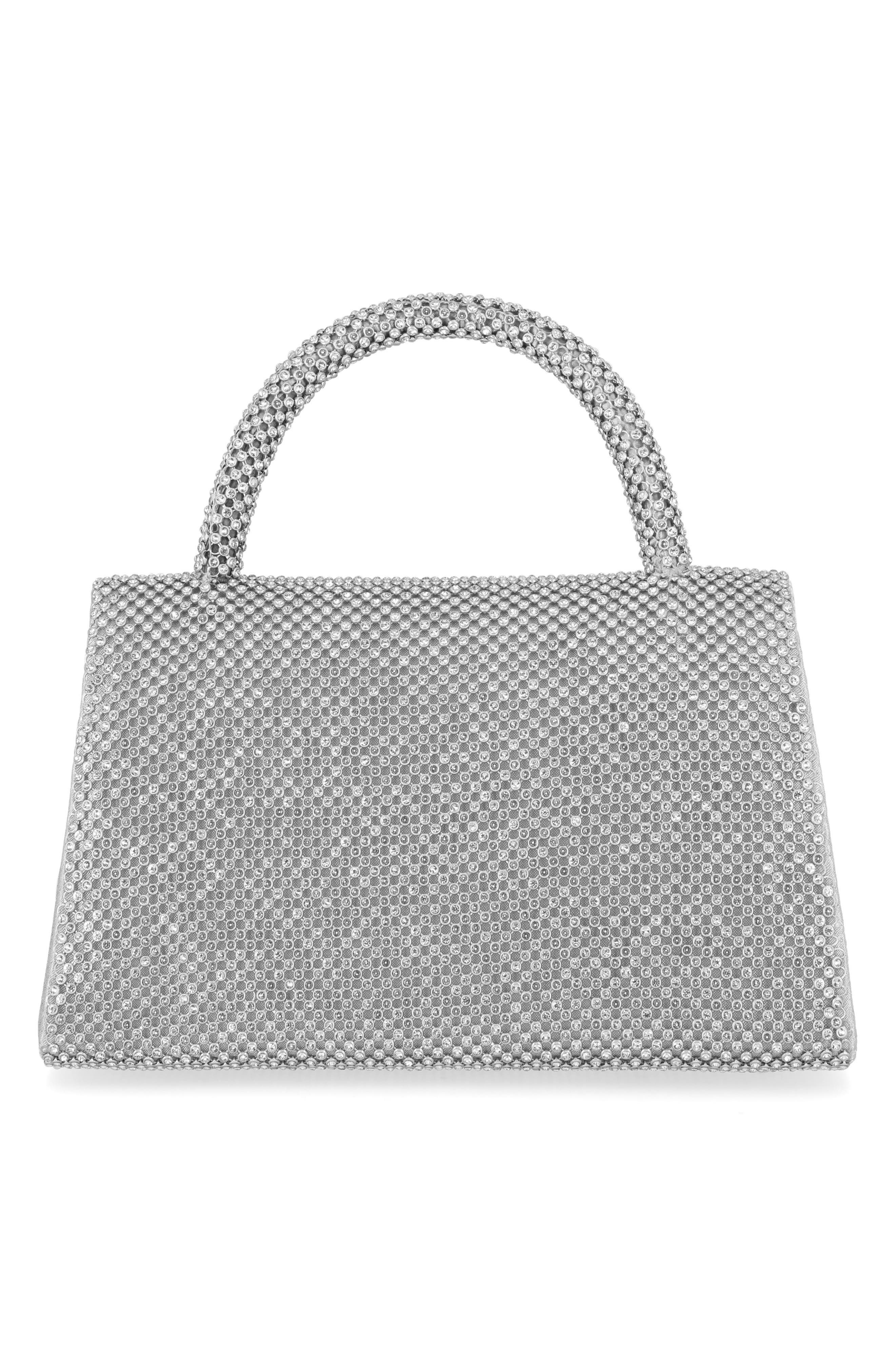 Jessica McClintock Remi Crystal Top Handle Bag, Alternate, color, 42N-Silver