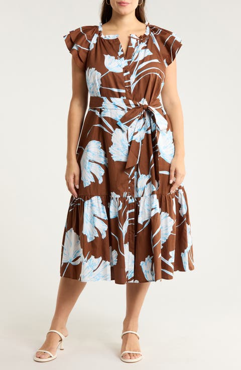 Zico Floral Print Midi Dress (Plus)