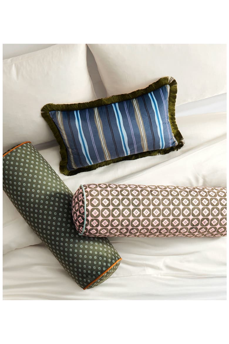 Diamond Bolster Pillow, Alternate, color, GREEN